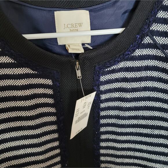 J. Crew Factory Tweed Stripe Crop Zip Up Blazer Jacket E0122 - Picture 4 of 9